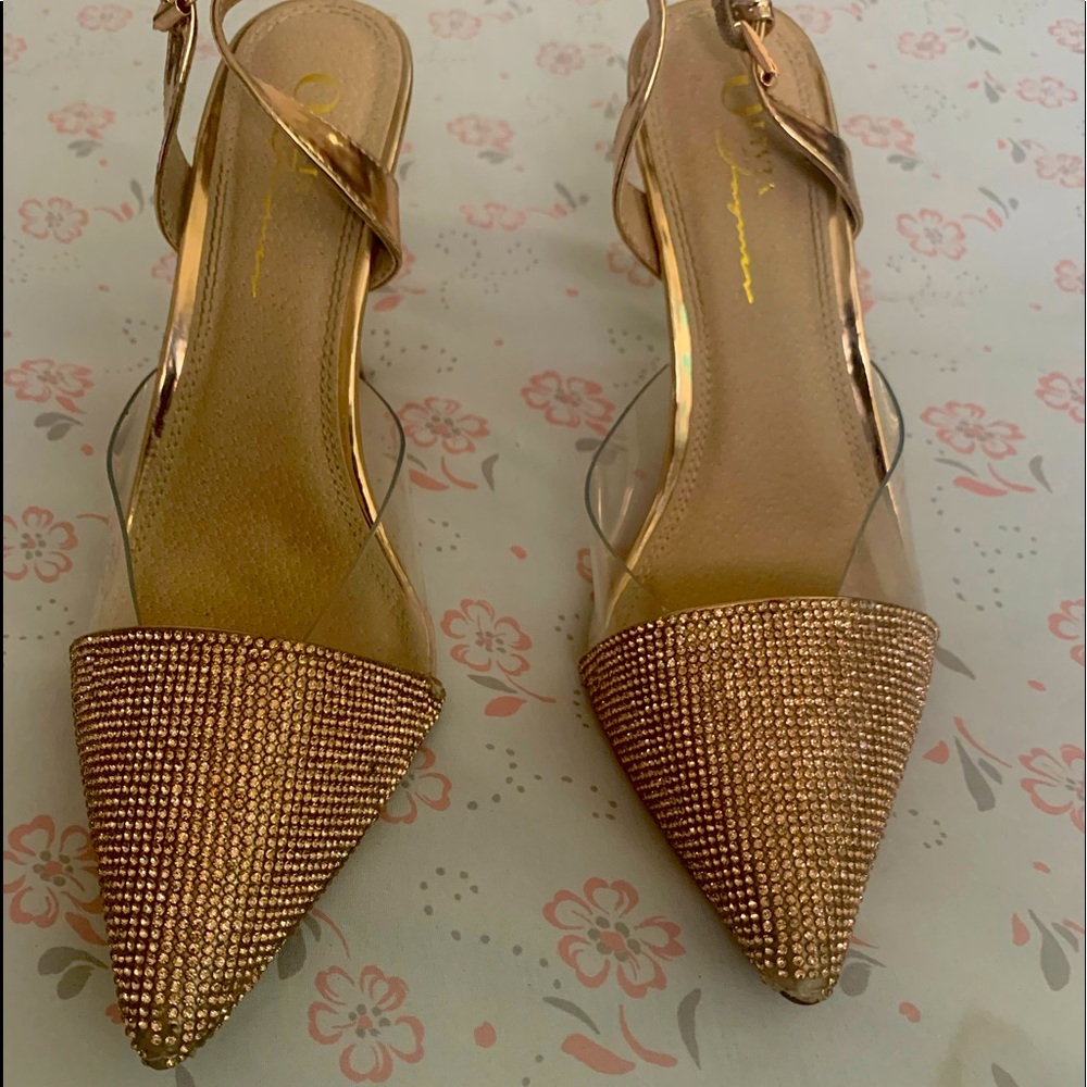 Rose Gold Heels in tote